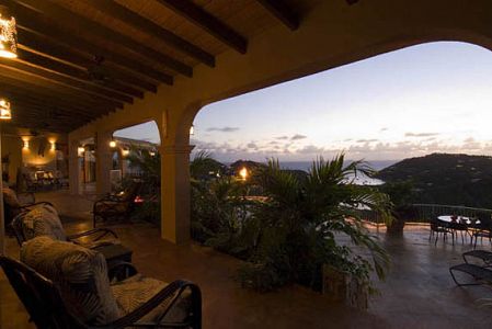 panoramic sunset view from st john villa