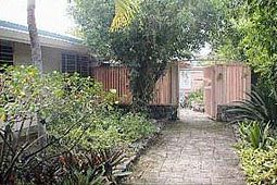 secluded patio garden with hot tub