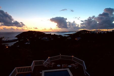 view from deck at night on st john